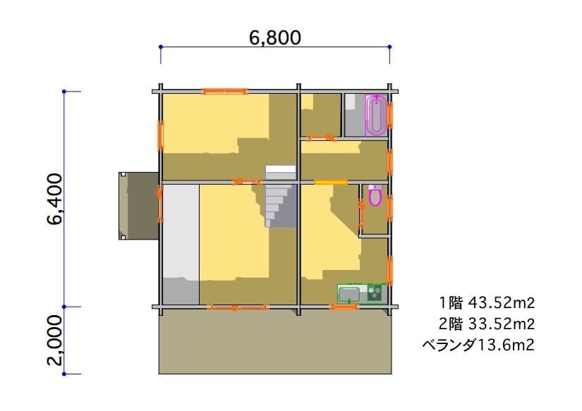 ログハウス タイプ3 間取り図面