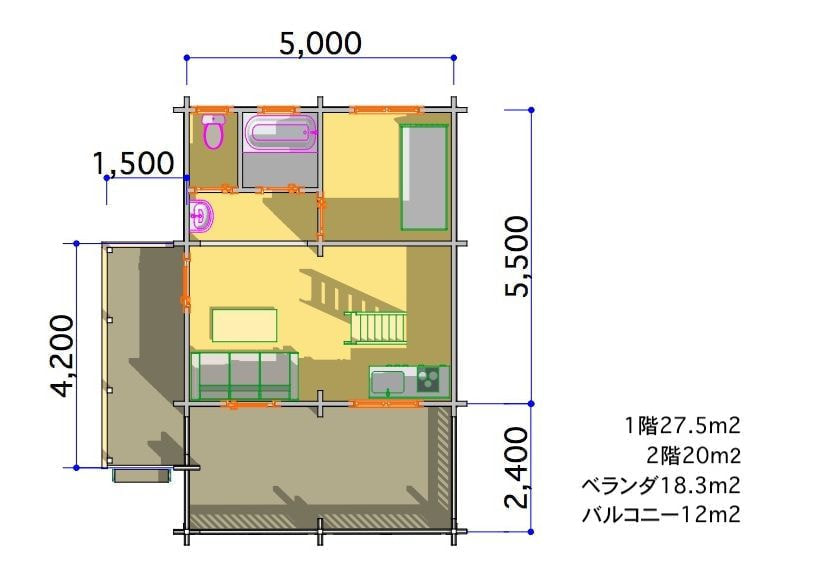 ログハウス タイプ6 間取り図面