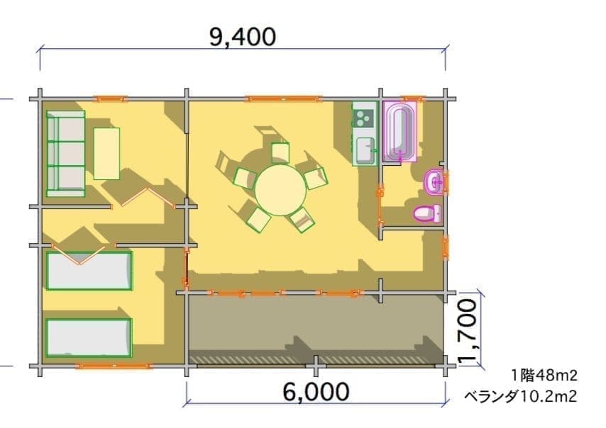 ログハウス 平面図13 間取り図面