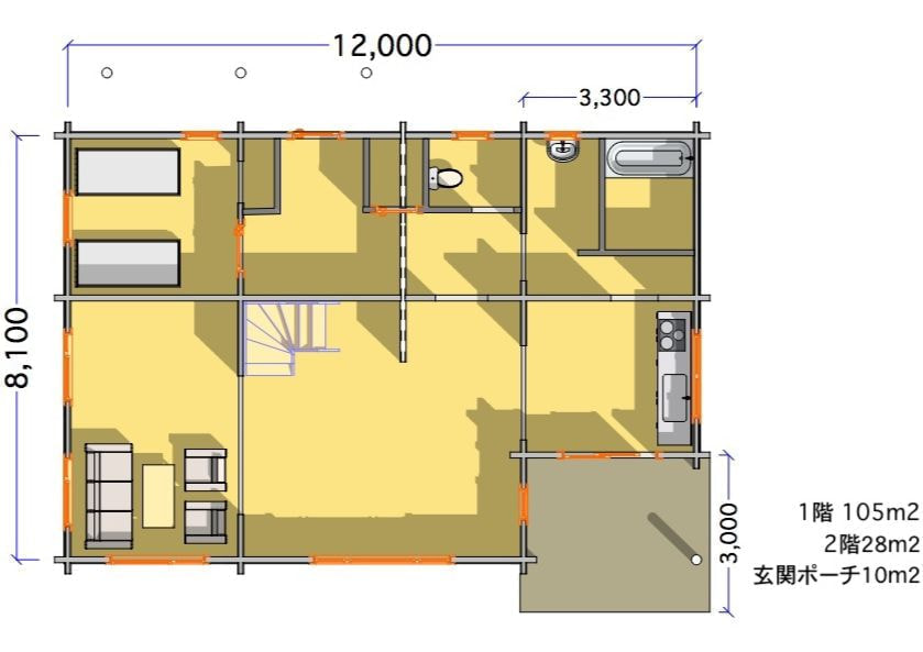 ログハウスタイプ16の間取り図面