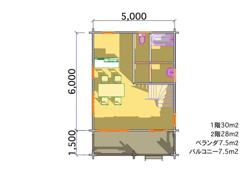 間取り図面 ログハウス タイプ20