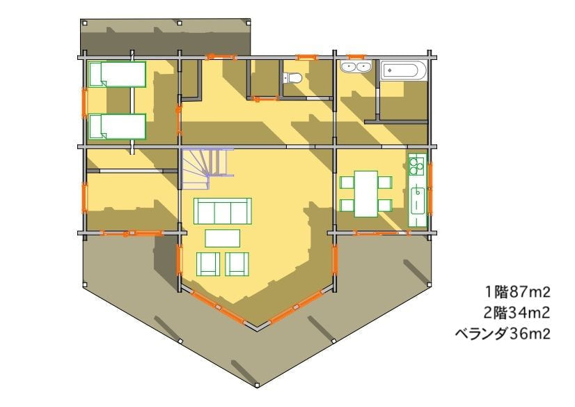 間取り図面 ログハウス タイプ25