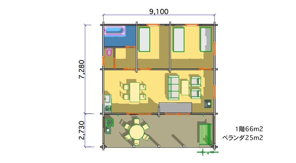 タイプ29 間取り図面 ログハウス