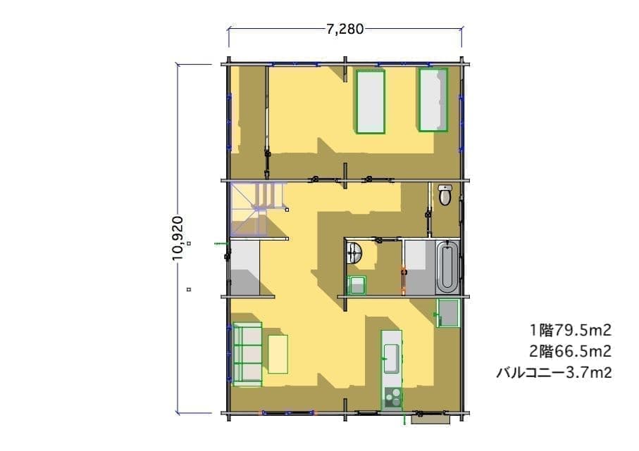 ログハウス間取り図面 タイプ30