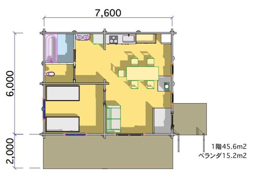 ログハウス 図面 タイプ33 平面図