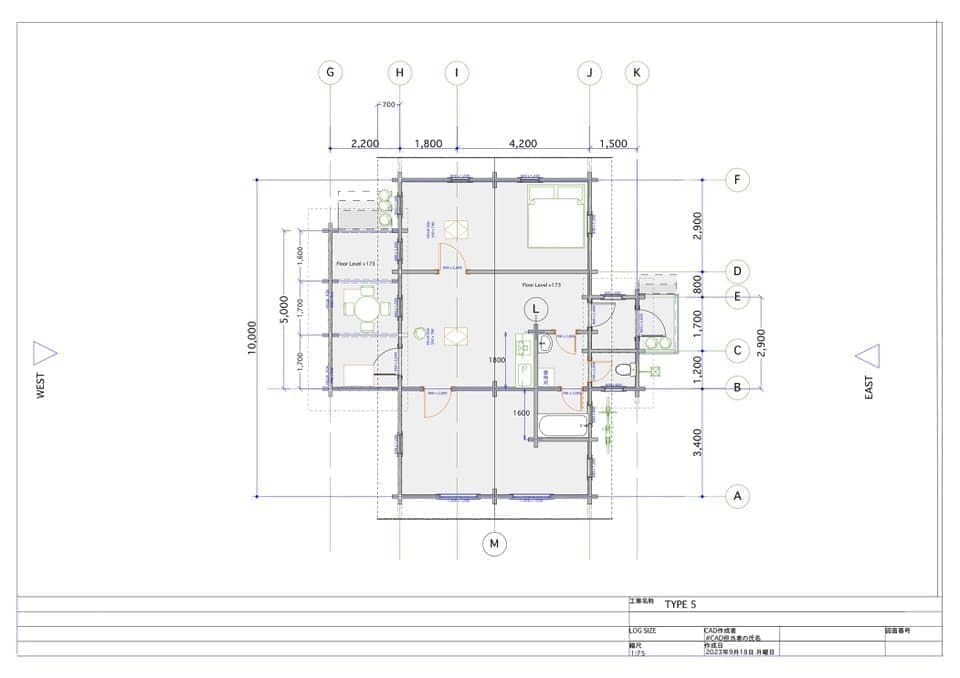 ログハウス 平屋 間取り図面