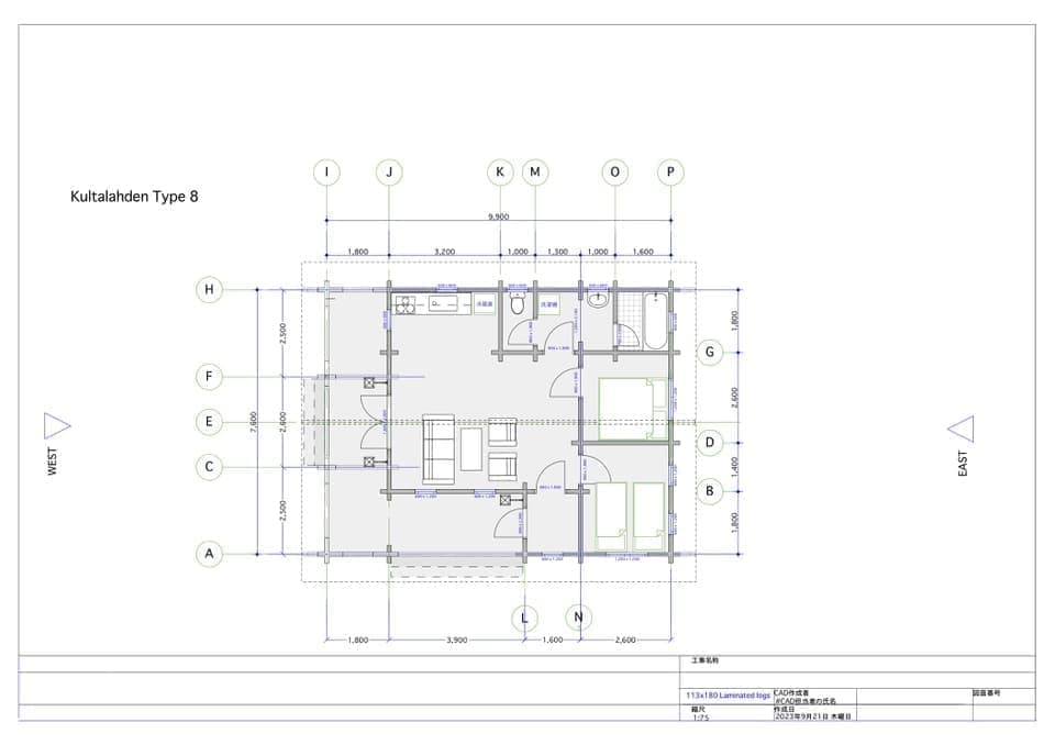 ログハウス 平屋 間取り図面