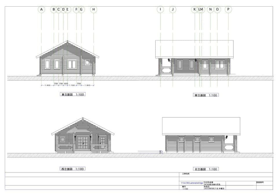 ログハウス 平屋図面