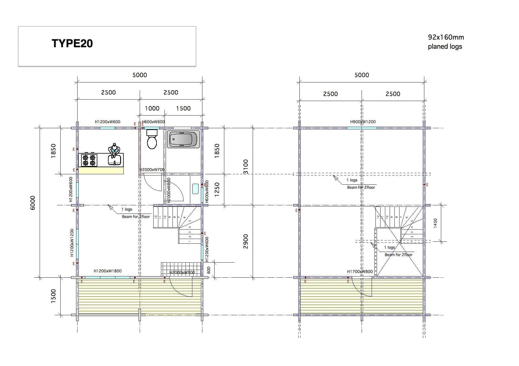 ログハウス 間取り図面