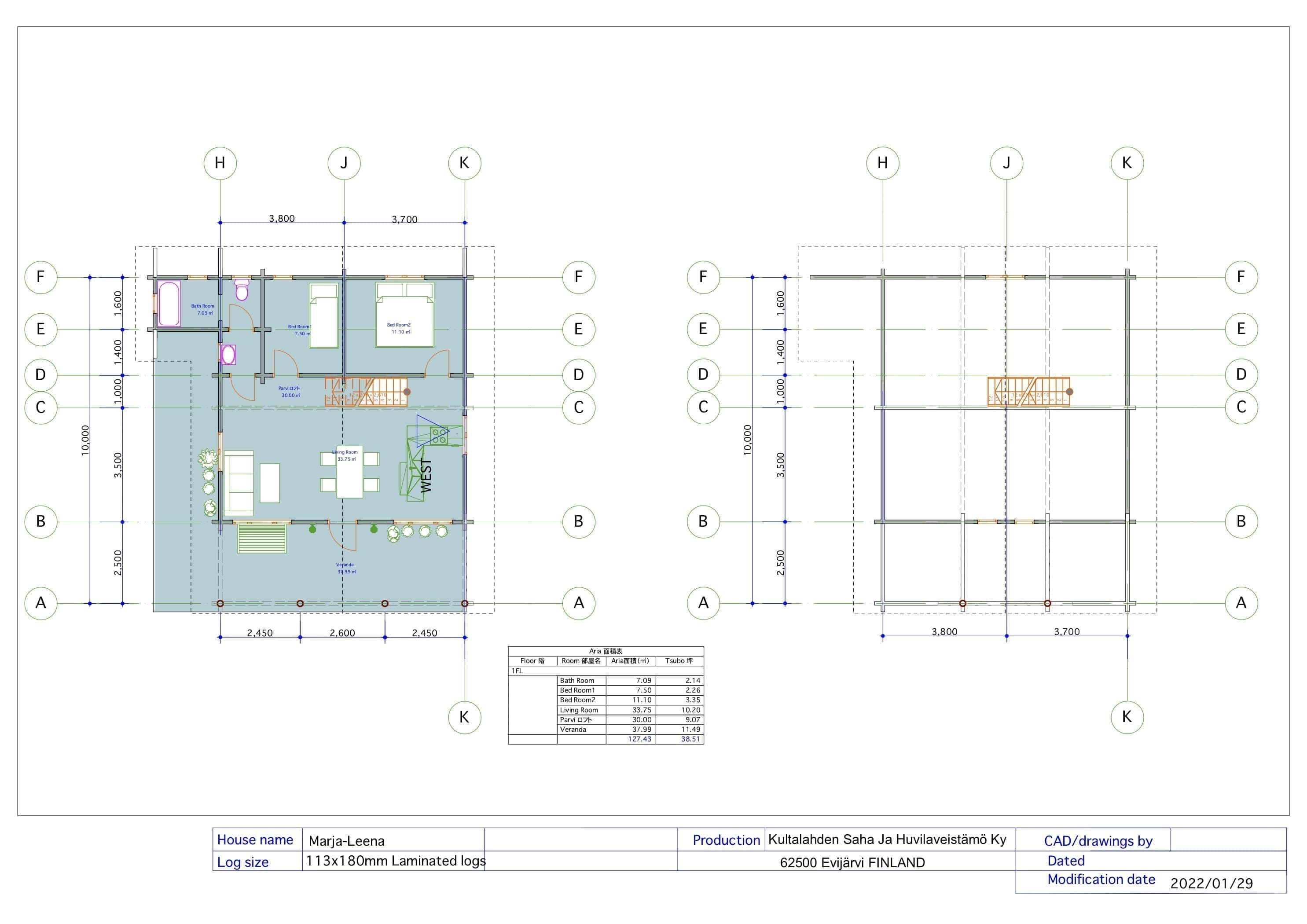 間取り図面 ログハウス ロフト